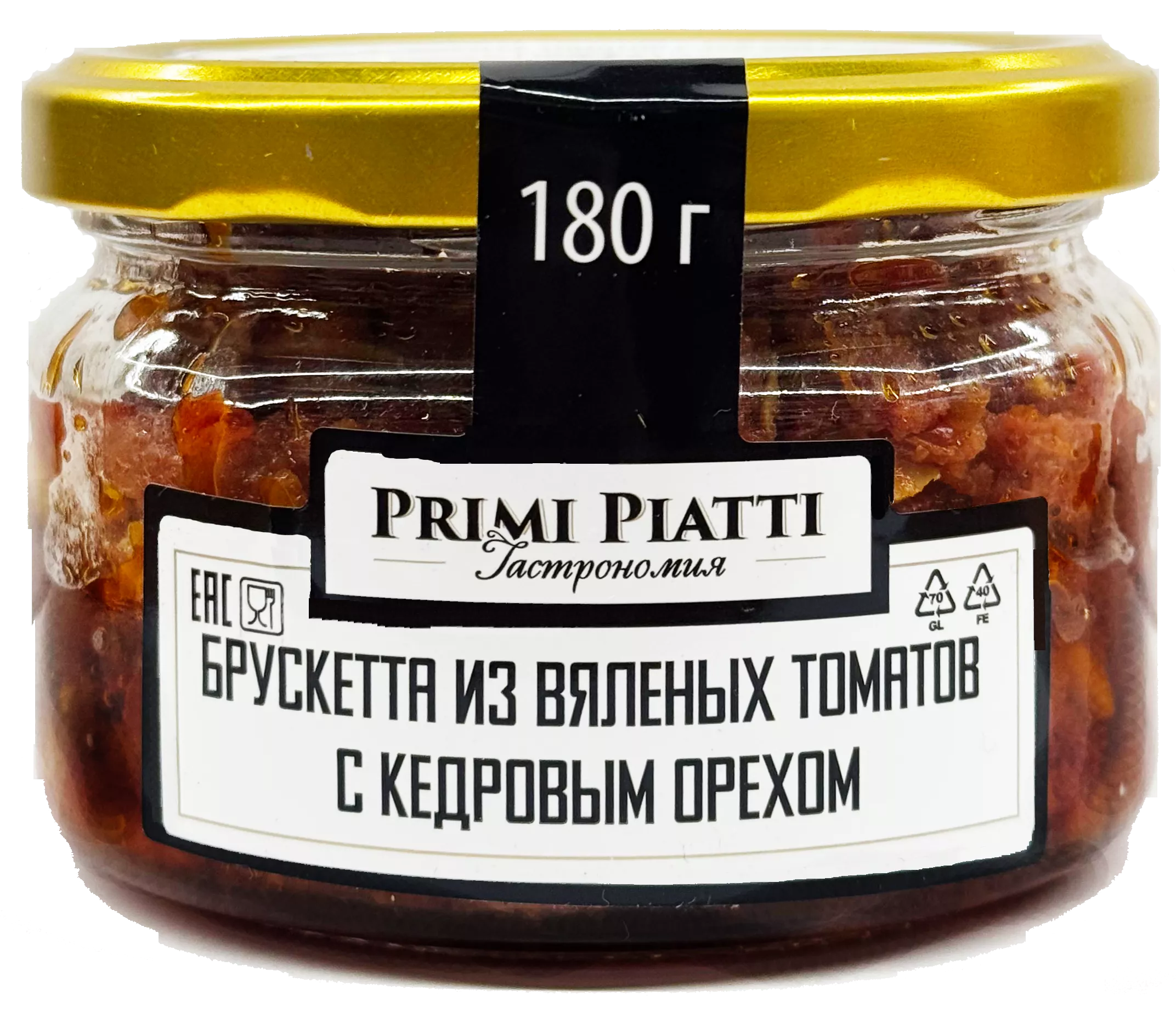 PRIMI PIATTI Брускетта из вяленых томатов с кедровым орехом, 180 г.
