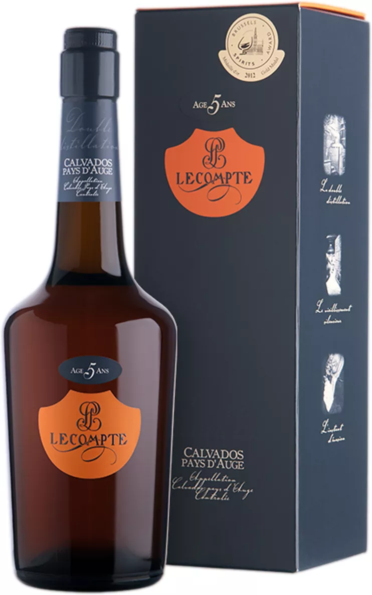 Фото Леконт Пэи д'Ож 5 лет кальвадос в п\у (Lecompte Pays d'Auge 5 Years in gift box)