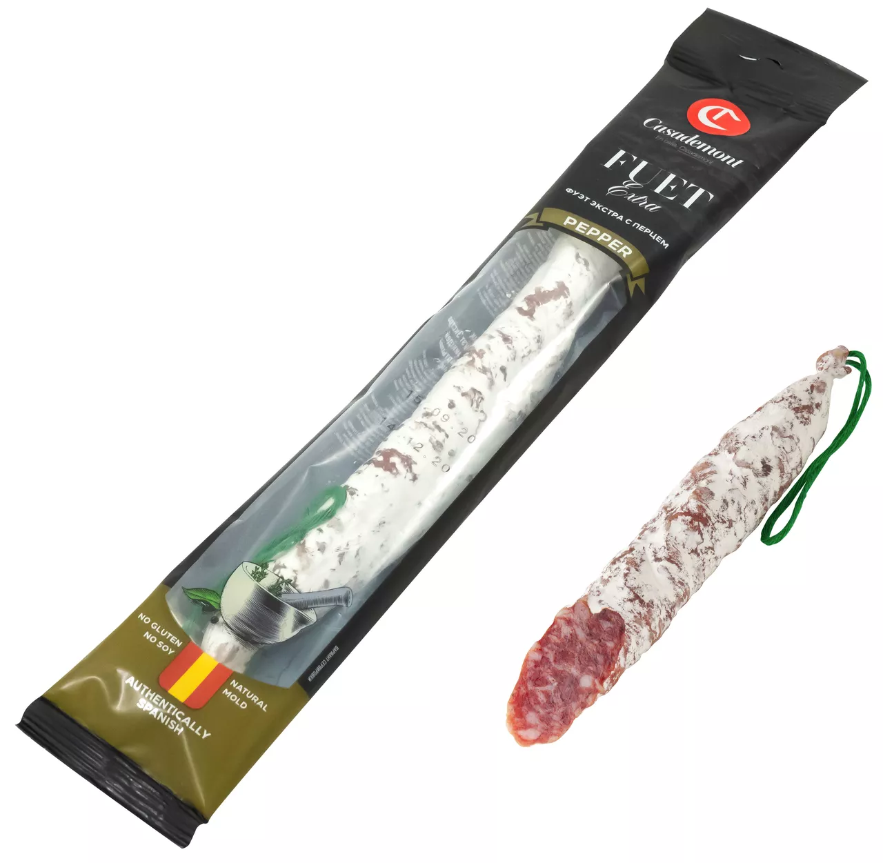 Казадемонт Фуэт Экстра с перцем колбаса с/в 110 гр. (Casademont Fuet with Pepper 110 gr.)