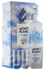 Фото Монблан Водка набор с рюмками (Mont Blanc Vodka in gift box with 2 shots), 2 900 ₽