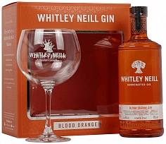 Фото Уитли Нейлл джин со вкусом Красного Апельсина с бокалом (Whitley Neill Blood Orange gift box with glass)