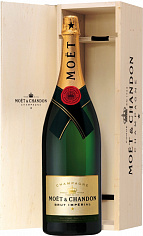 Фото Моэт и Шандон Империал шампанское белое брют в деревянном ящике (Moet & Chandon Brut Imperial gift box)